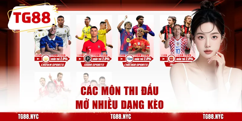 Các môn thi đấu mở nhiều dạng kèo