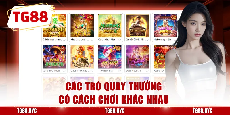 Các trò quay thưởng có cách chơi khác nhau