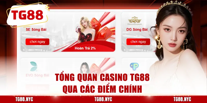 Tổng quan casino TG88 qua các điểm chính